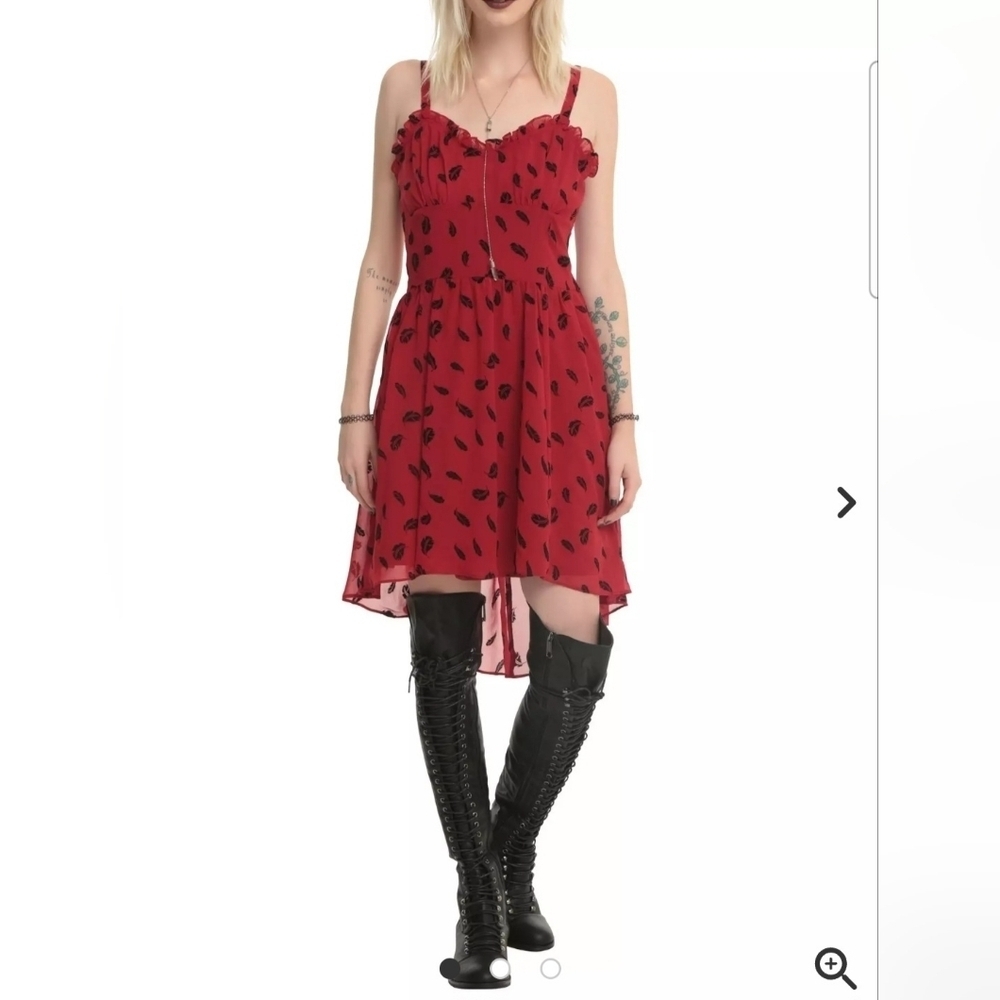 Royal Bones red chiffon high low whimsigoth dress fairy babydoll large